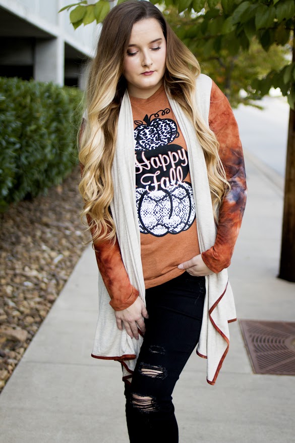 Creme Cardigan with Rust Sleeves