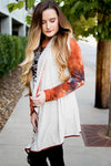 Creme Cardigan with Rust Sleeves