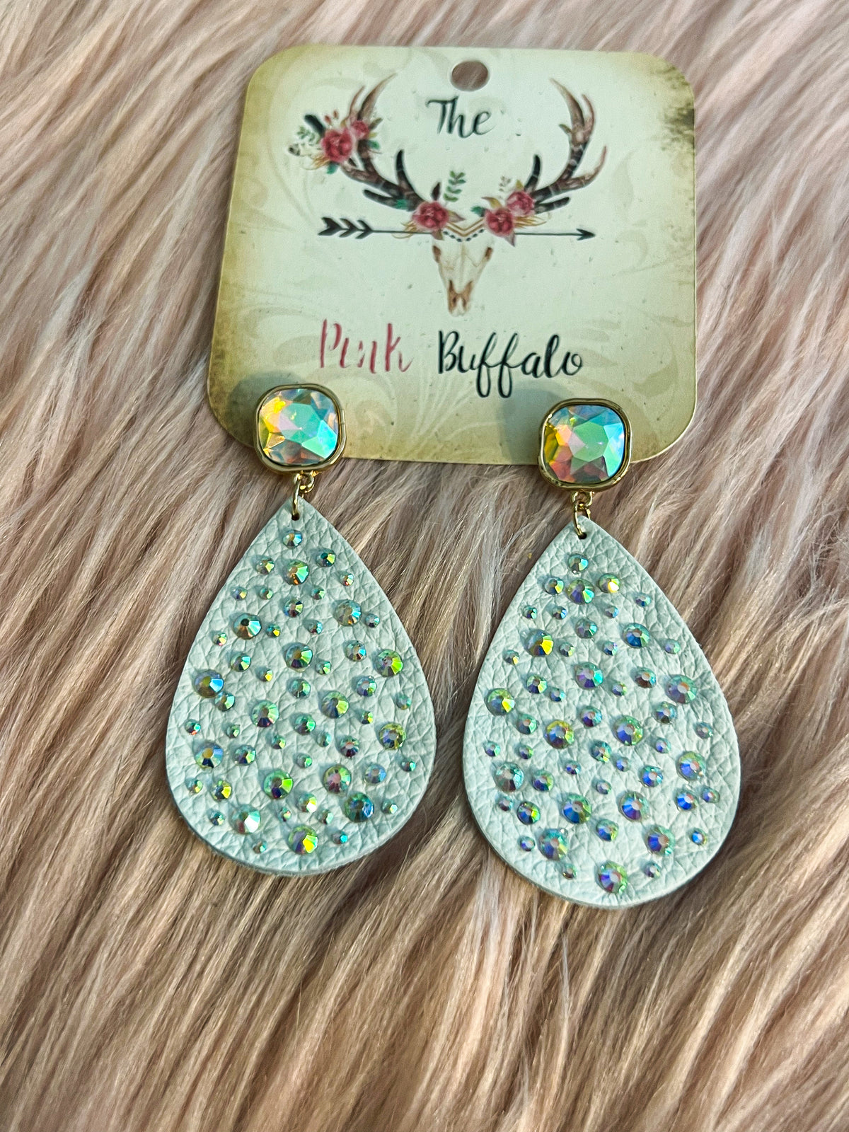 White Rhinestone Earrings
