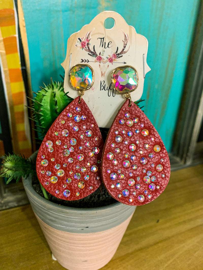 Red Rhinestone Earrings