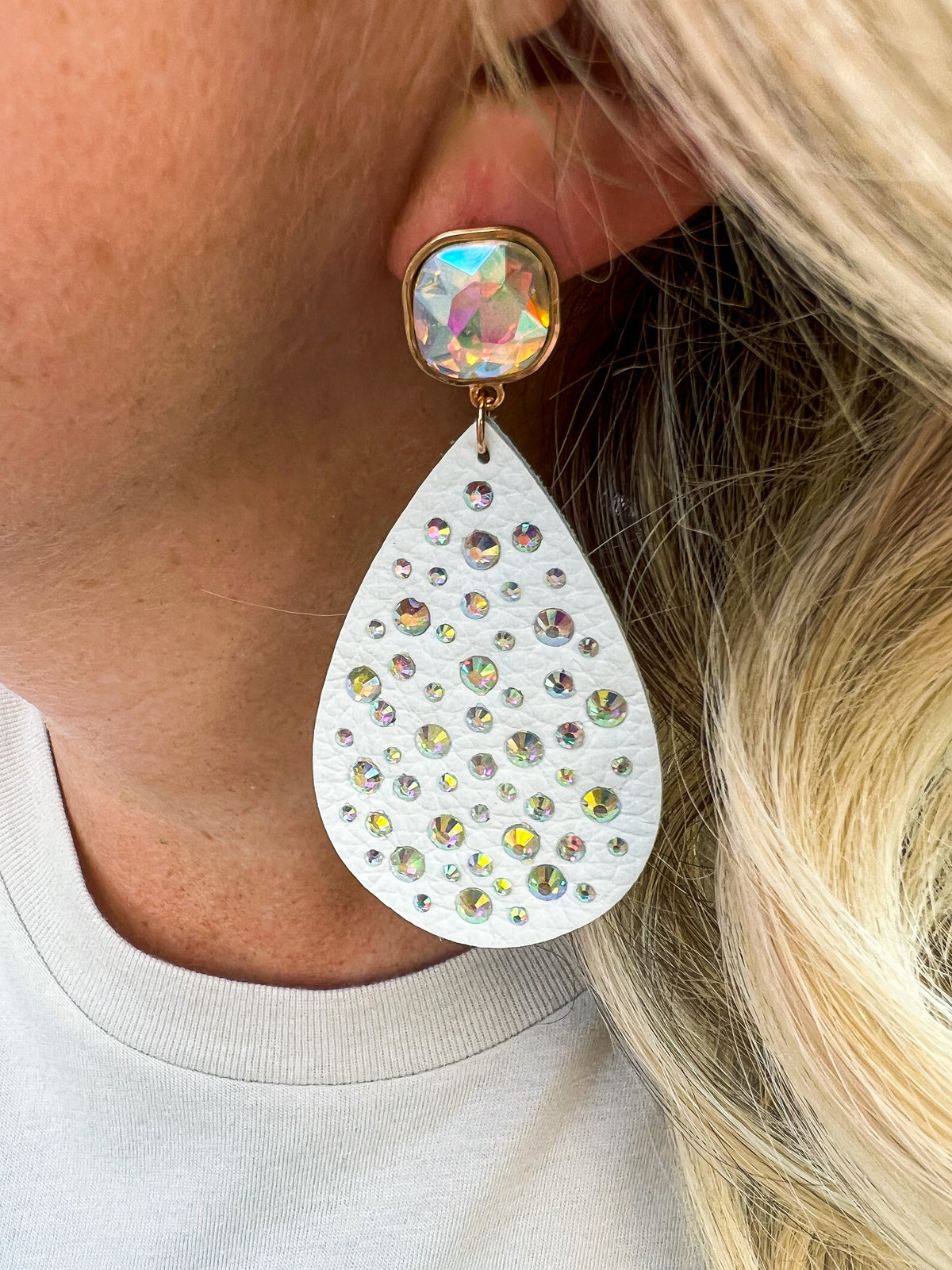 White Rhinestone Earrings