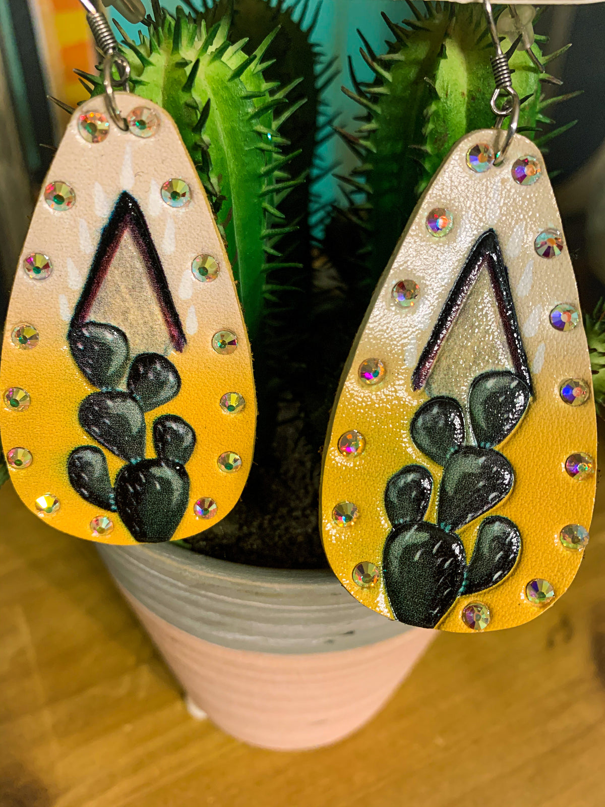 Cactus Rhinestone Earrings
