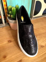Black Snakeskin Sneakers - The Pink Buffalo,LLC