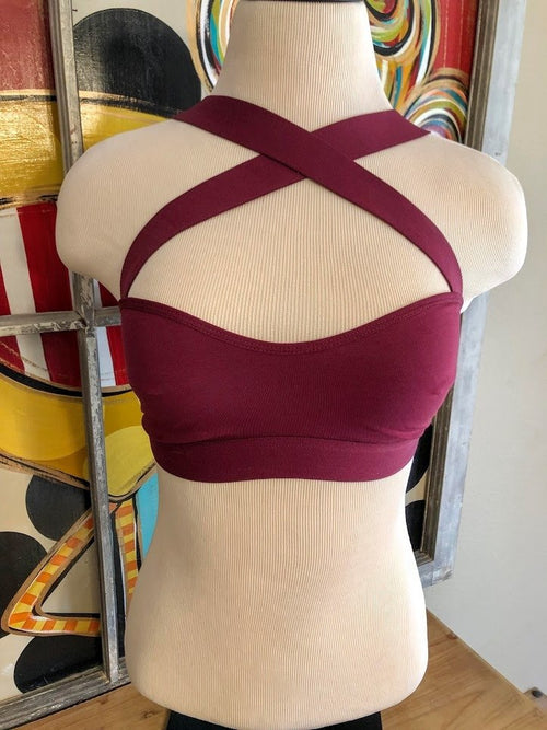 Criss-Cross Bralette-Burgundy - The Pink Buffalo,LLC