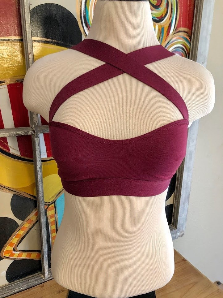 Criss-Cross Bralette-Burgundy - The Pink Buffalo,LLC