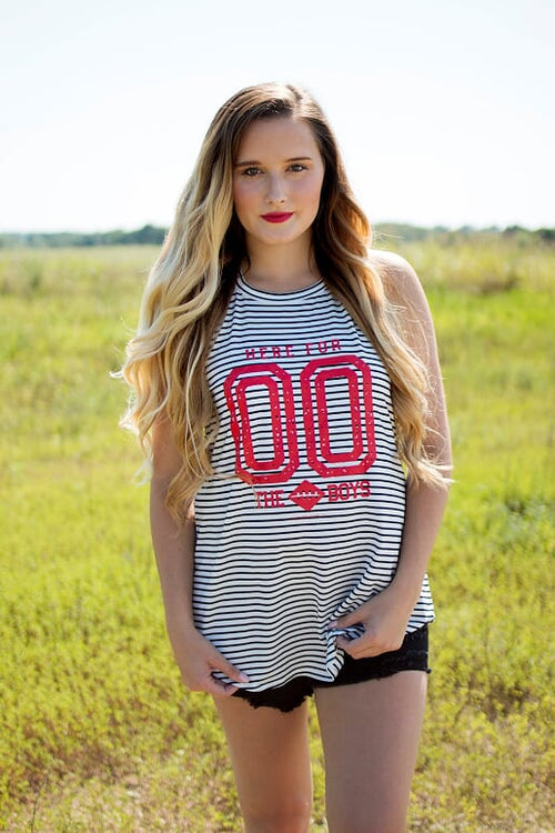 Here for the Boys Striped Tank