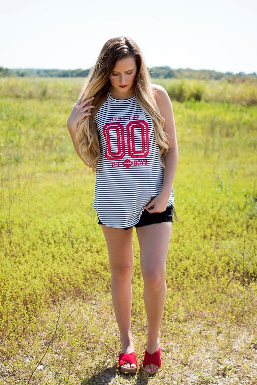 Here for the Boys Striped Tank