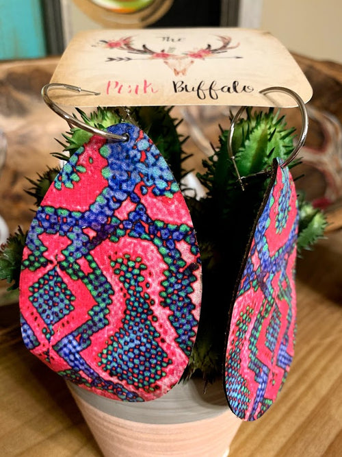 Hot Pink Snakeskin Earrings