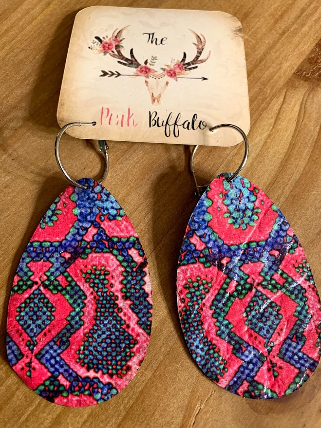 Hot Pink Snakeskin Earrings