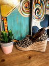 Leopard Wedges with Leather Strap