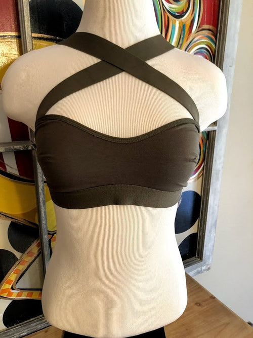 Criss-Cross Bralette-Olive - The Pink Buffalo,LLC