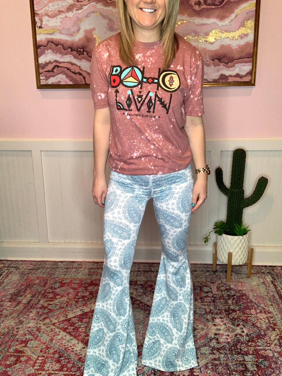 Turquoise Haven Paisley Print Bells