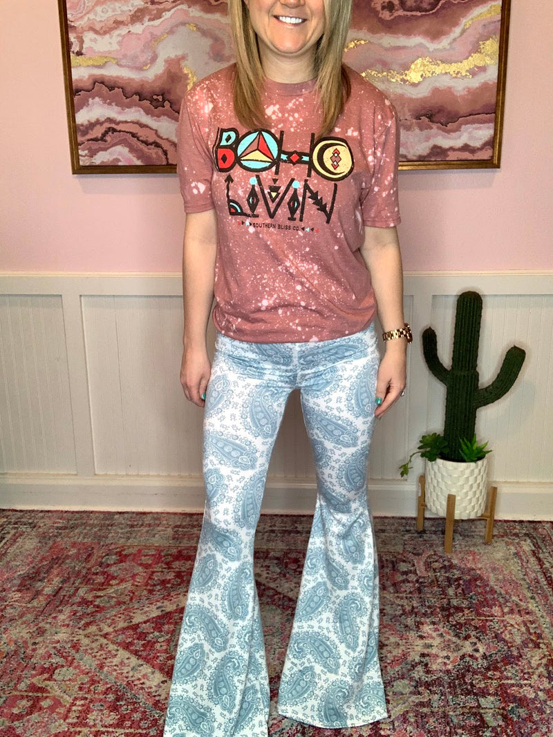 Turquoise Haven Paisley Print Bells