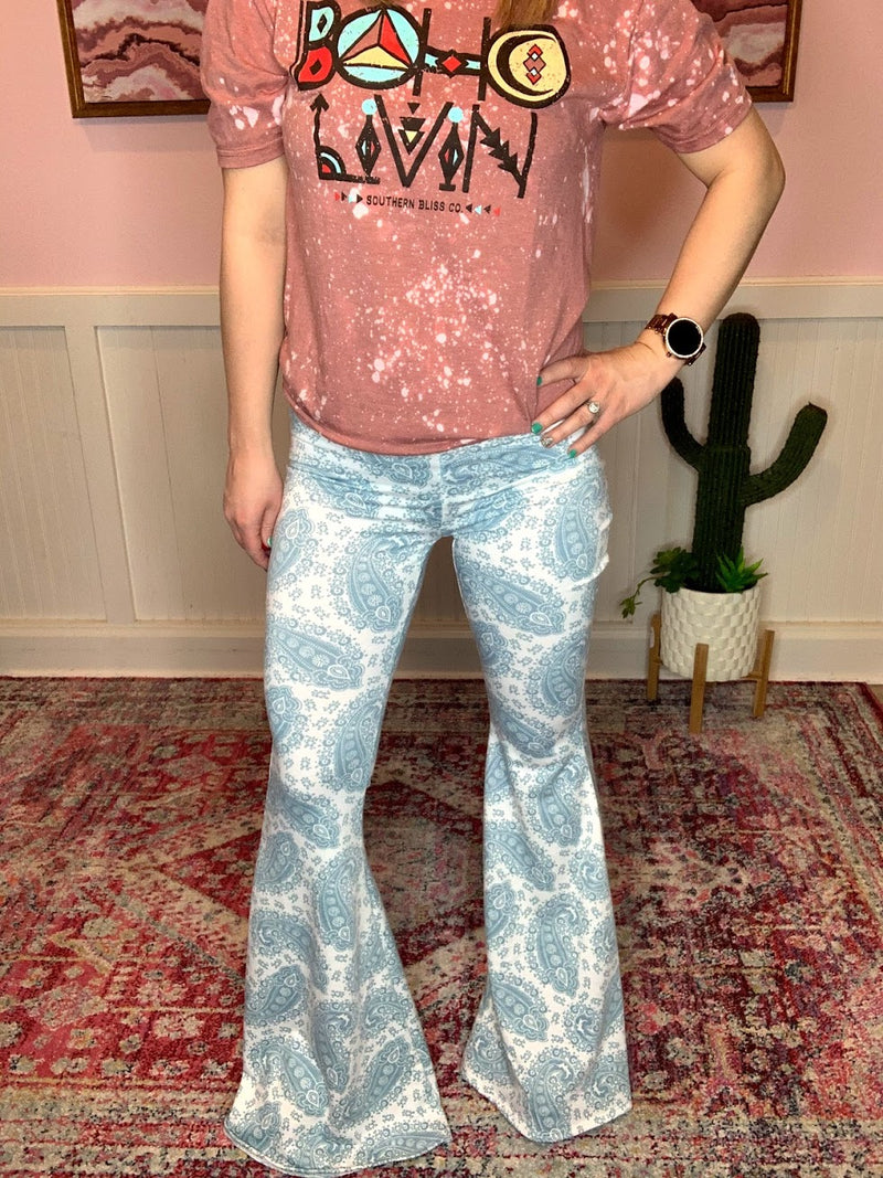 Turquoise Haven Paisley Print Bells